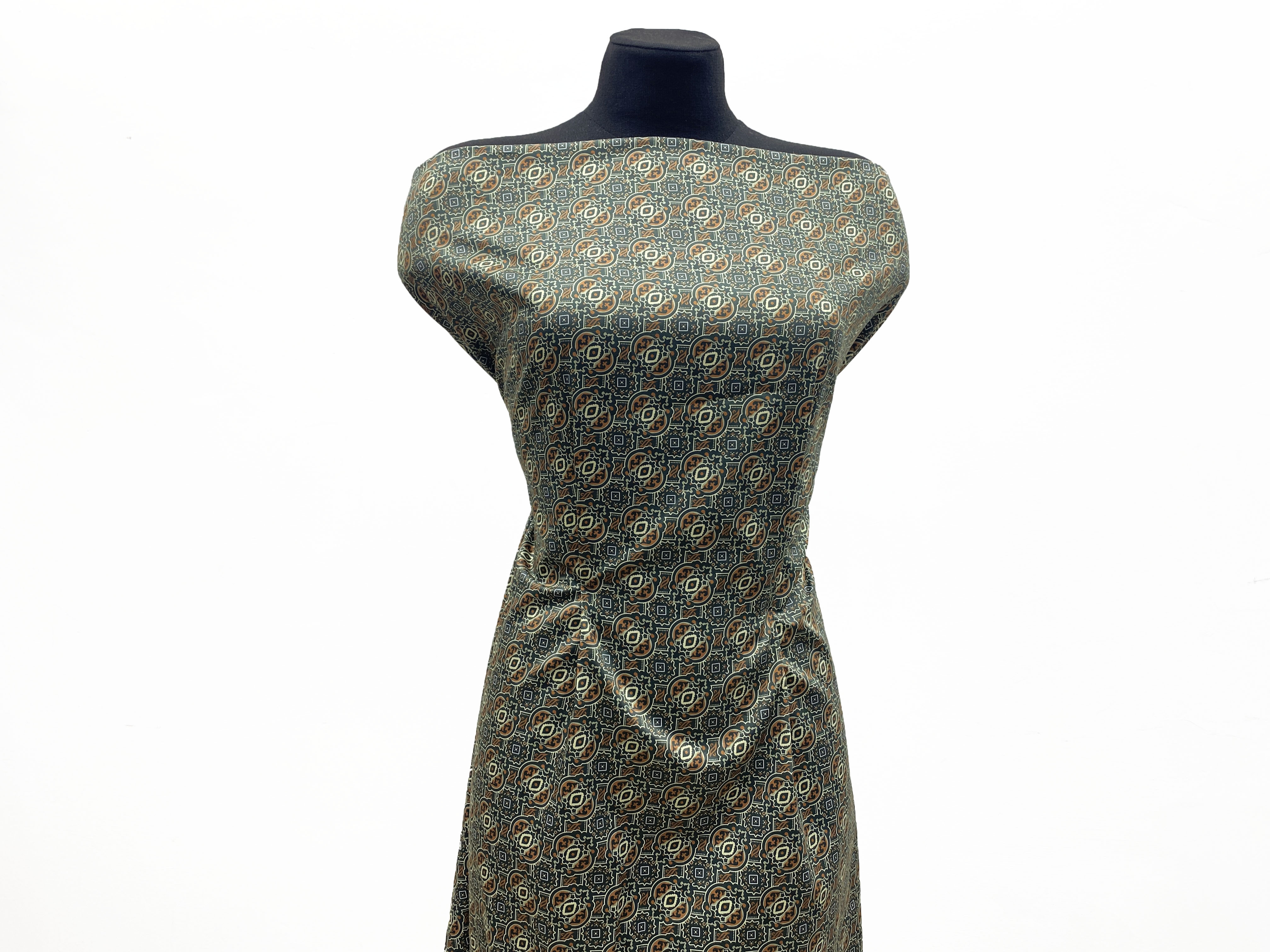 Ткань Хлопок  табачного цвета с орнаментом 14333 5